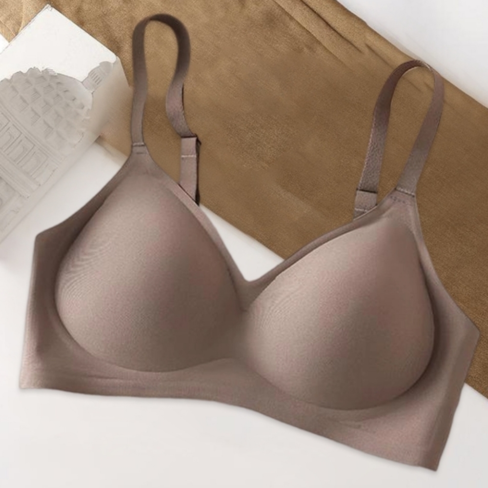 Unbranded Taupe Brown Wireless Seamless Jelly Bra Bralette, Sz L